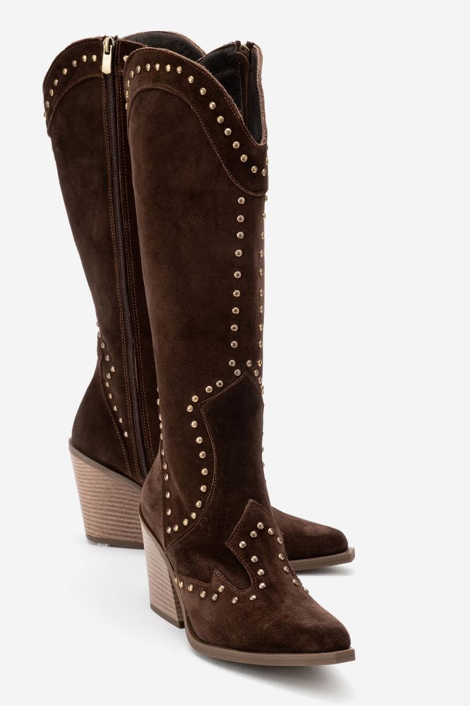 kadin-deri-zimba-detayli-western-cizme-KAHVE SUET-HKN1608-0101779_0